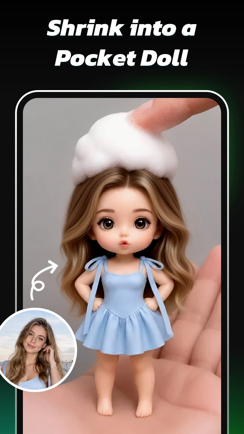 Official AI Morph preview of a miniature doll portrait